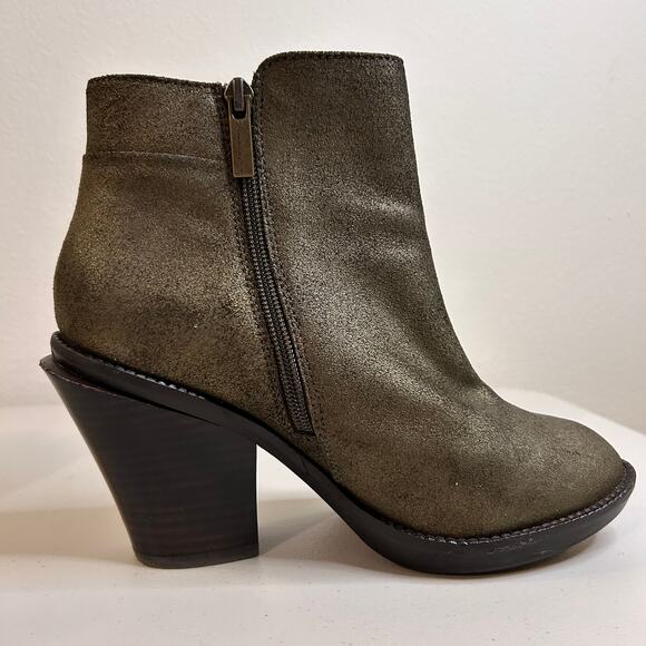 Kenneth Cole Women's High Idol Metallic Leather Green Zip Up Ankle Boots - Picture 3 of 15